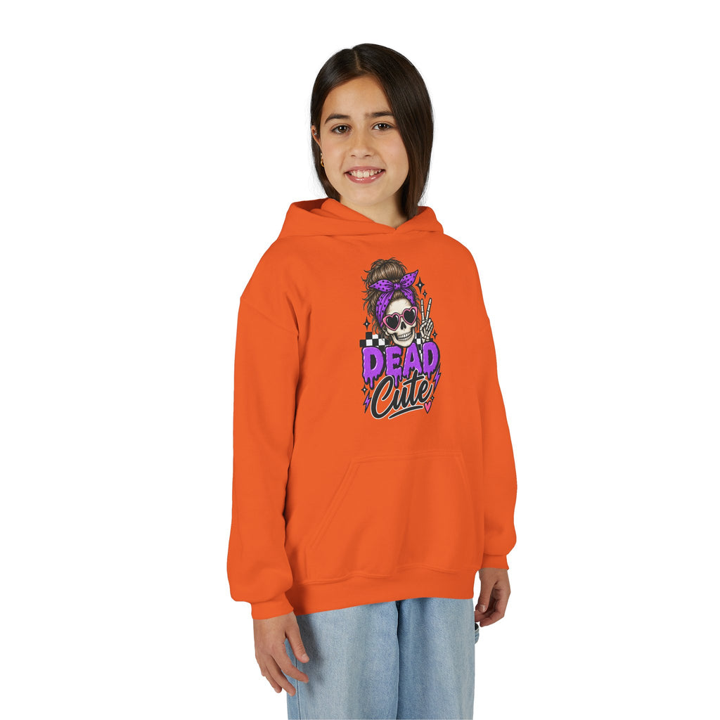 "Dead Cute" Skull Graphic Pullover (Purple Accent) Youth Hoodie
