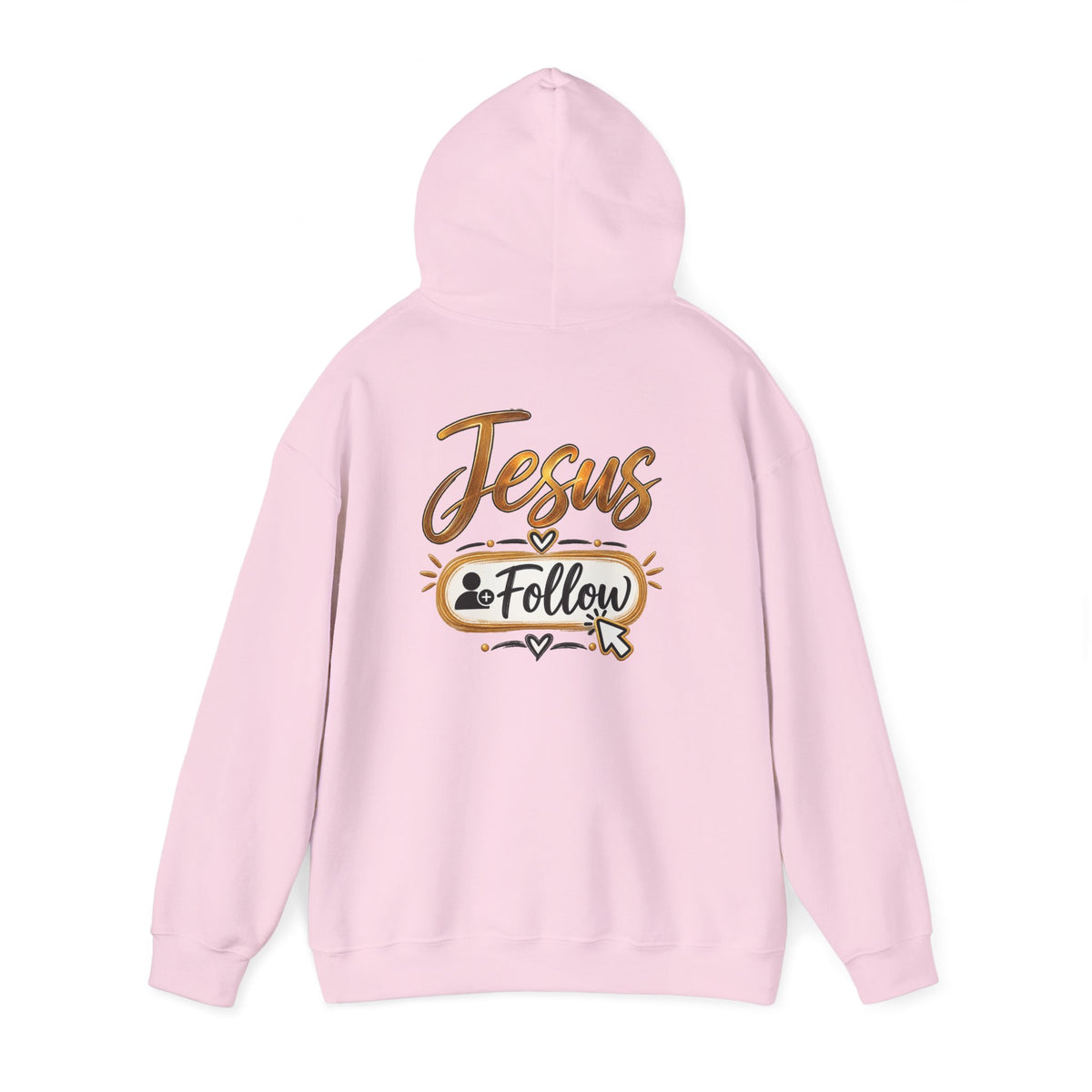 Christian Hoodie - Gold Brush Cross & “Jesus I Follow” Inspirational Pullover