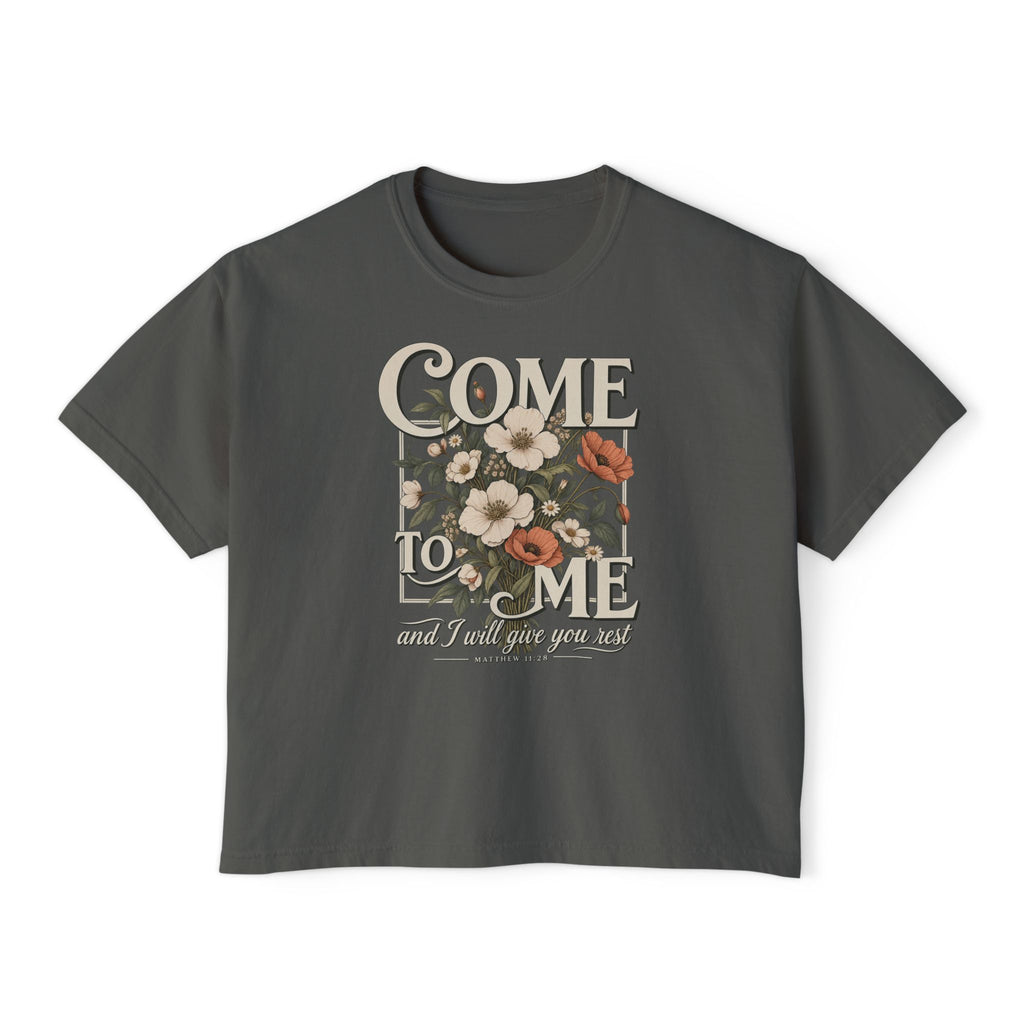 Come to Me Floral Boxy Tee — Vintage Floral Graphic Women's Shirt