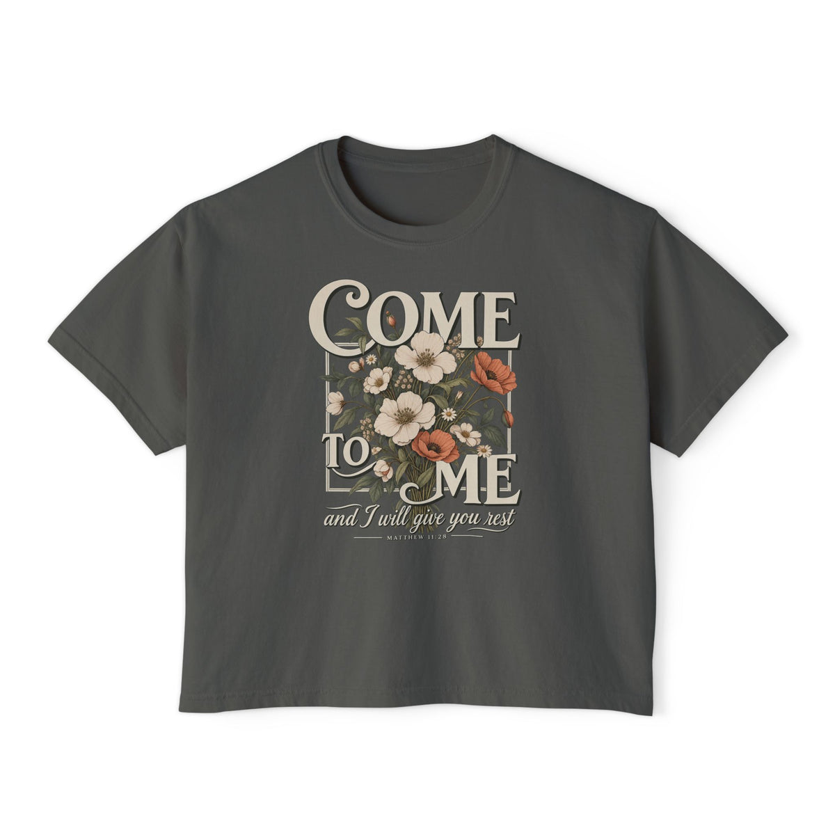 Come to Me Floral Boxy Tee — Vintage Floral Graphic Women's Shirt