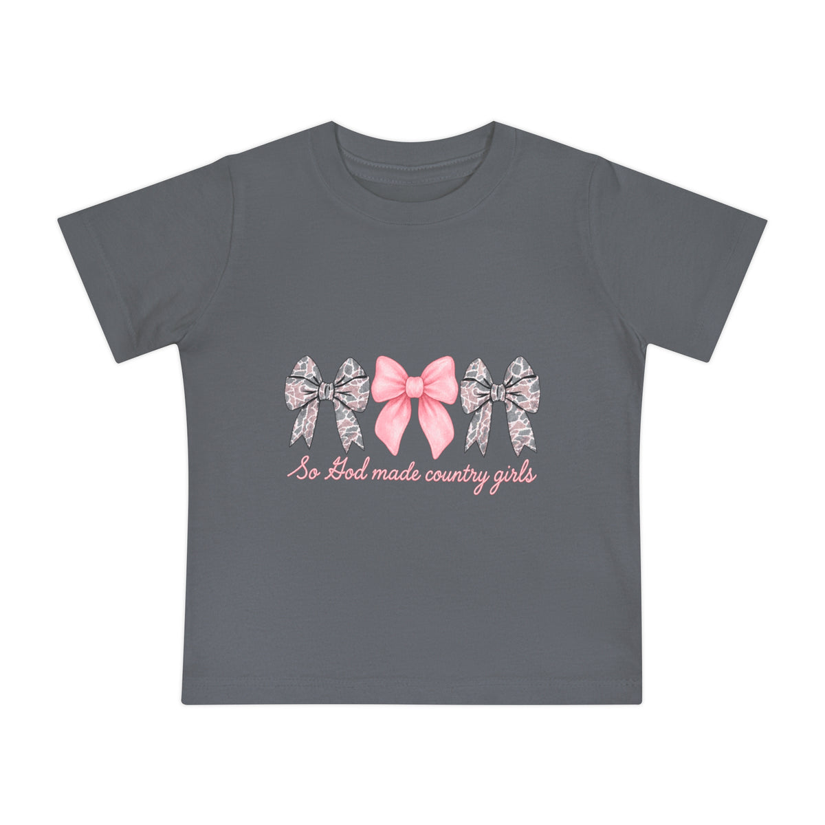 "So God Made Country Girls" Baby T-Shirt Pink Bow Graphic