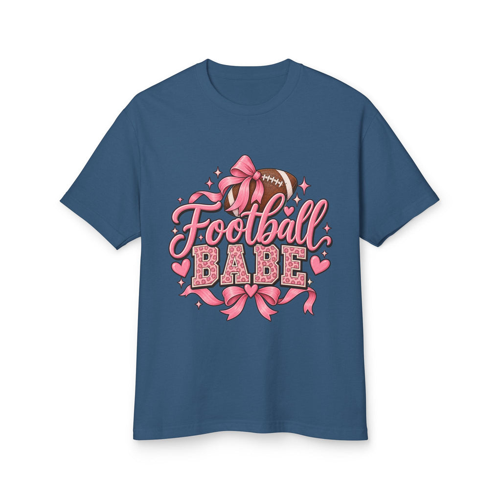 Football Babe T‑Shirt — Pink Cheerleader Football Design