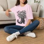 Halloween Boot Bouquet T‑Shirt — Pumpkin, Candy Corn & Bat Graphic