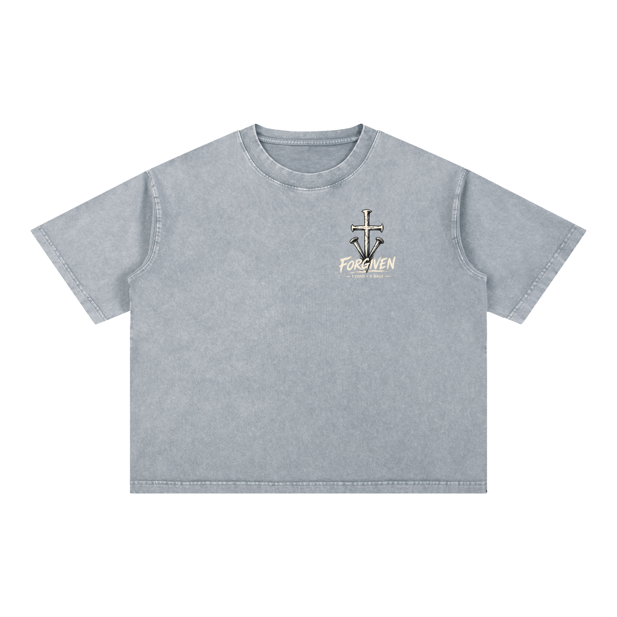 1 Cross 3 Nails Mineral Wash Boxy Cotton T-Shirt