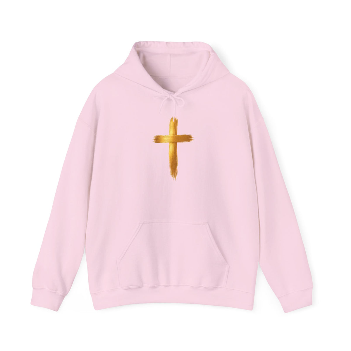 Christian Hoodie - Gold Brush Cross & “Jesus I Follow” Inspirational Pullover