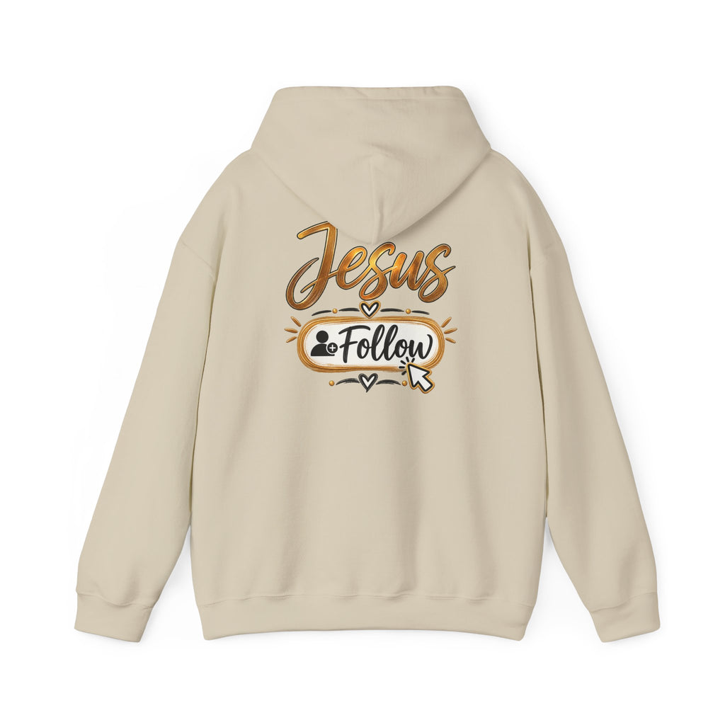 Christian Hoodie - Gold Brush Cross & “Jesus I Follow” Inspirational Pullover