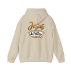 Christian Hoodie - Gold Brush Cross & “Jesus I Follow” Inspirational Pullover