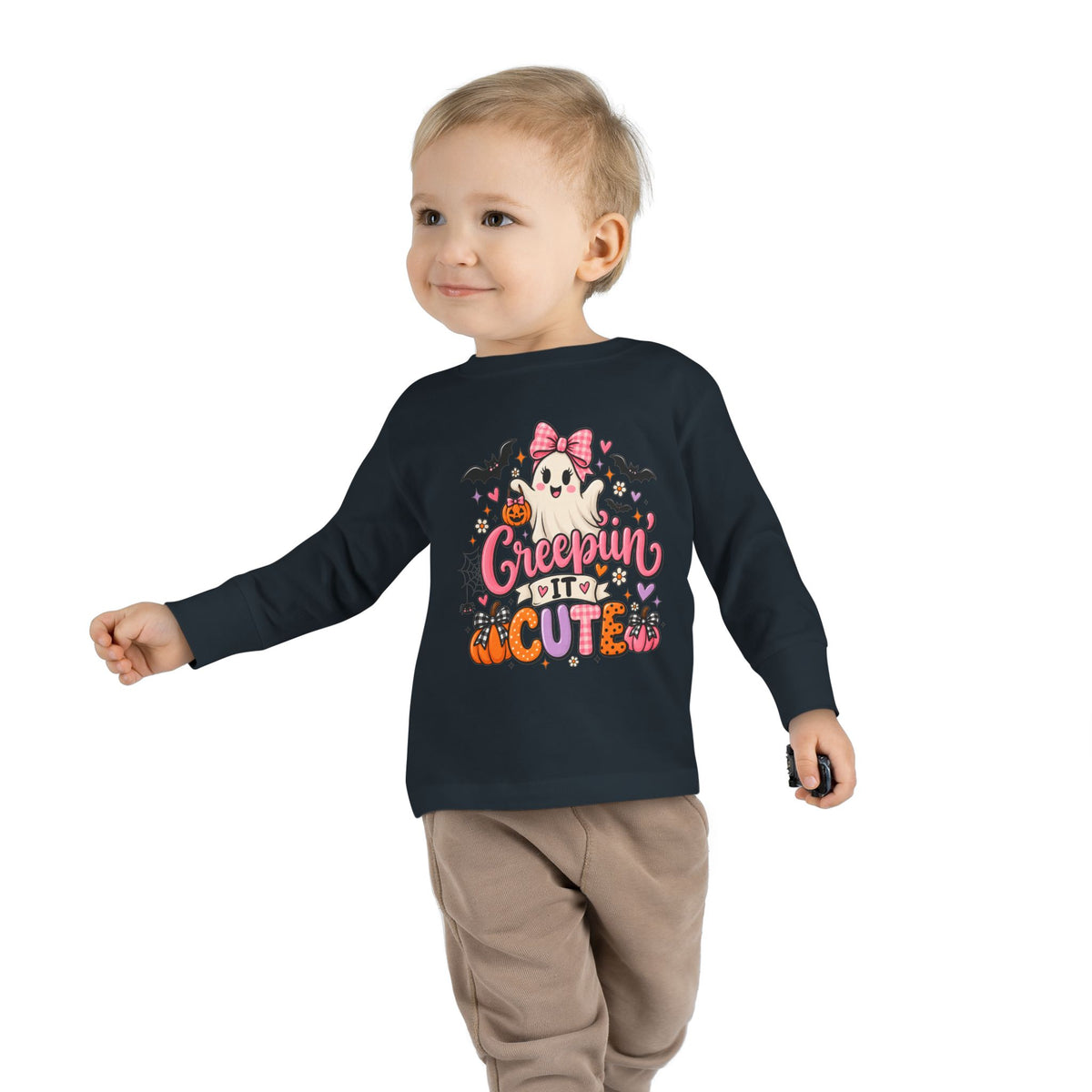 Toddler Long Sleeve Tee — 'Creepin' Cute' Halloween Ghost Shirt for Babies & Toddlers