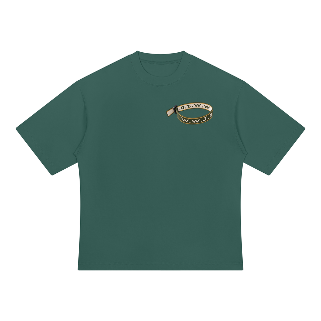 WWJD Green & Gold Mens Heavyweight Oversized T-Shirt