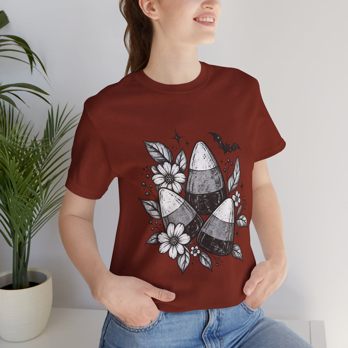 Candy Corn Floral Tee — Halloween Candy Corn Shirt