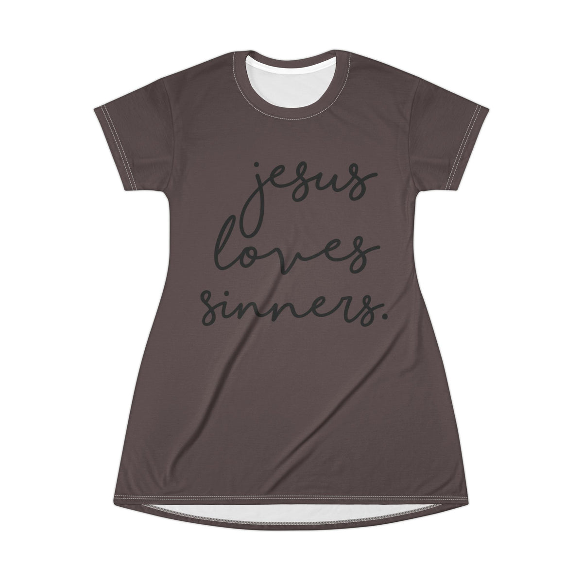 Jesus Loves Sinners T‑Shirt Dress – Faith Graphic Dress for Women