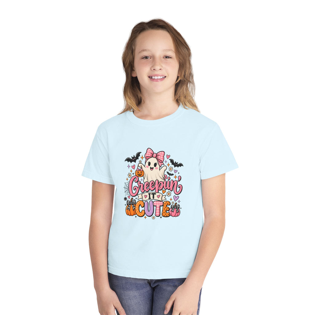Youth Tee — "Creepin' It Cute" Halloween Ghost Graphic