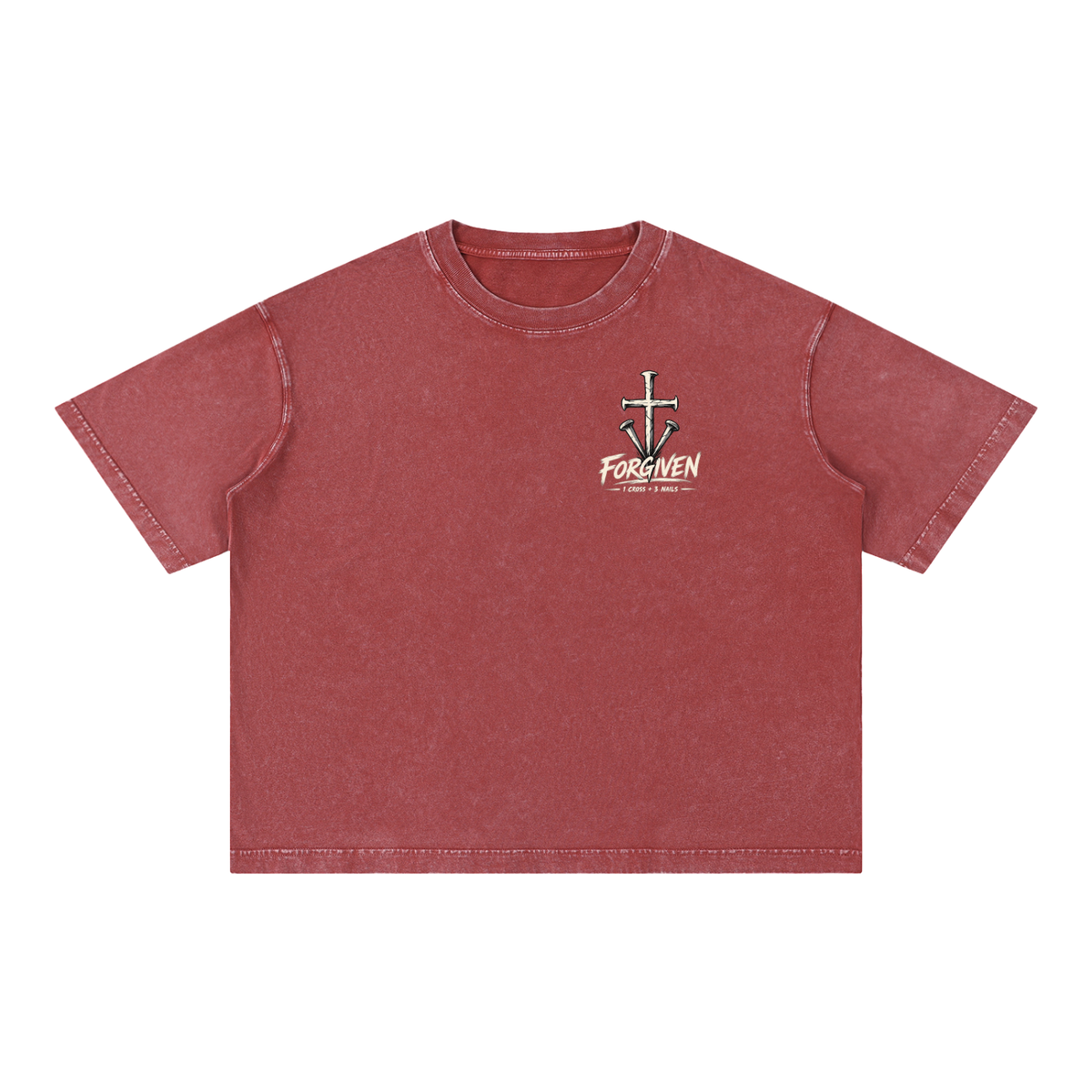 1 Cross 3 Nails Mineral Wash Boxy Cotton T-Shirt