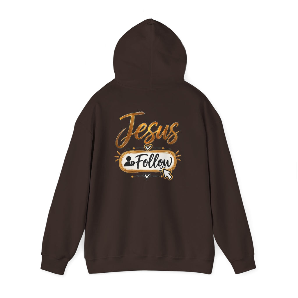 Christian Hoodie - Gold Brush Cross & “Jesus I Follow” Inspirational Pullover