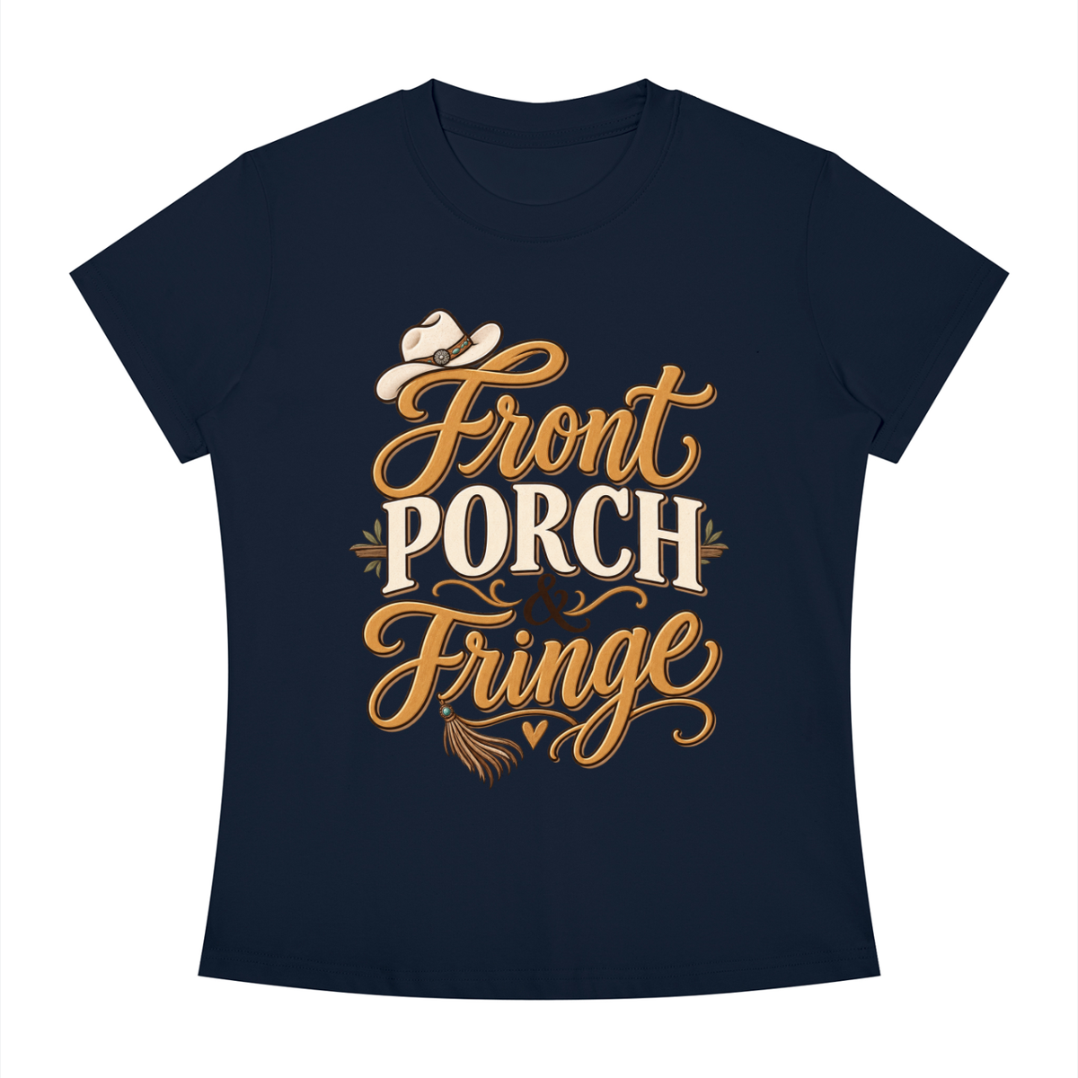 Front Porch Fringe Women's Slim Fit Crewneck T-Shirt