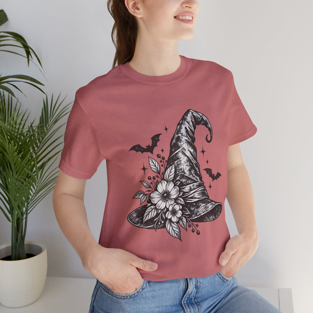 Witch Hat Floral Tee — Gothic Halloween Witchy T-Shirt