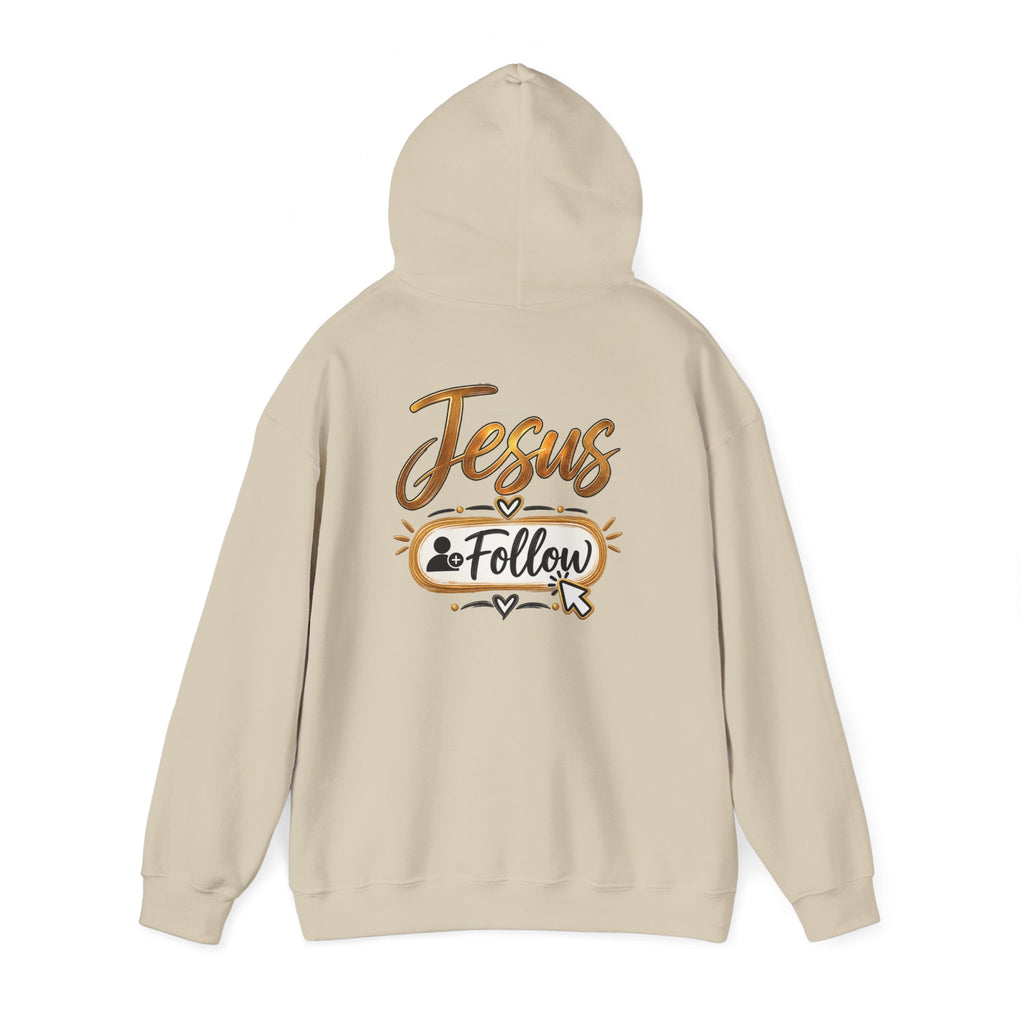 Christian Hoodie - Gold Brush Cross & “Jesus I Follow” Inspirational Pullover