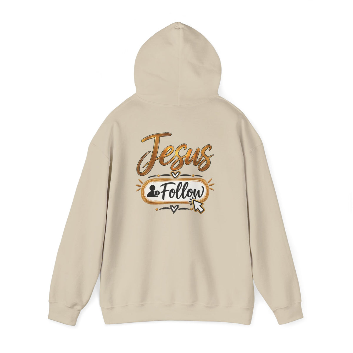 Christian Hoodie - Gold Brush Cross & “Jesus I Follow” Inspirational Pullover