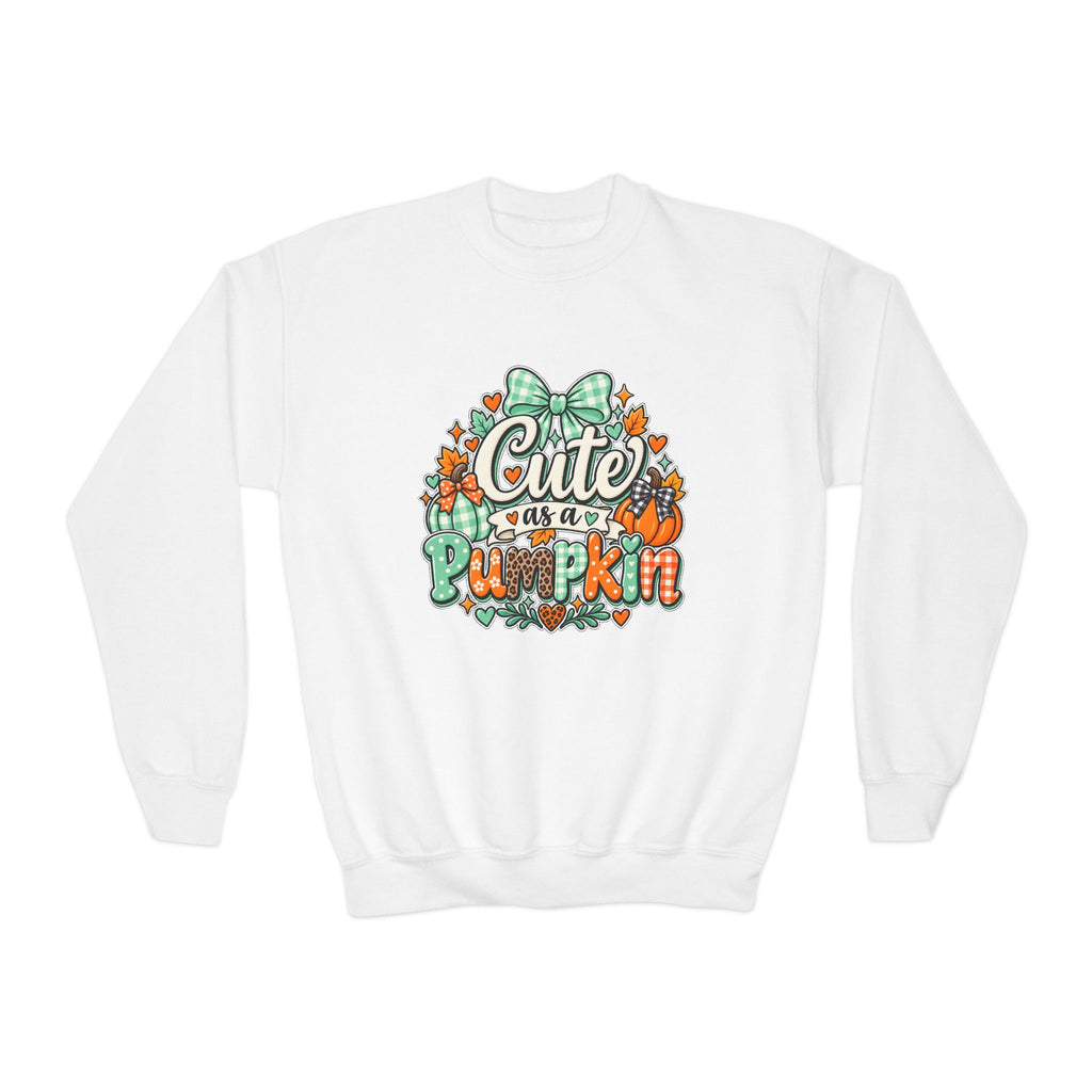 Youth Sweatshirt — "Cute as a Pumpkin" Fall Kids Crewneck