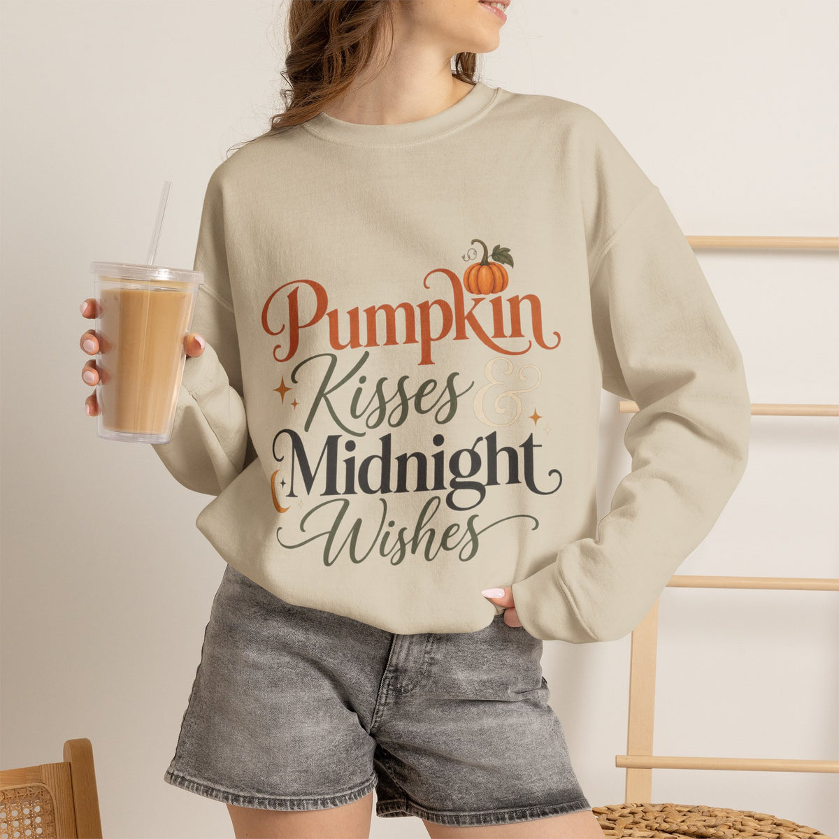 Sweatshirt — Pumpkin Kisses & Midnight Wishes Fall Crewneck
