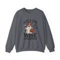 Halloween Wine Sweatshirt — “Just a Girl Who Loves Wine & Halloween” Crewneck