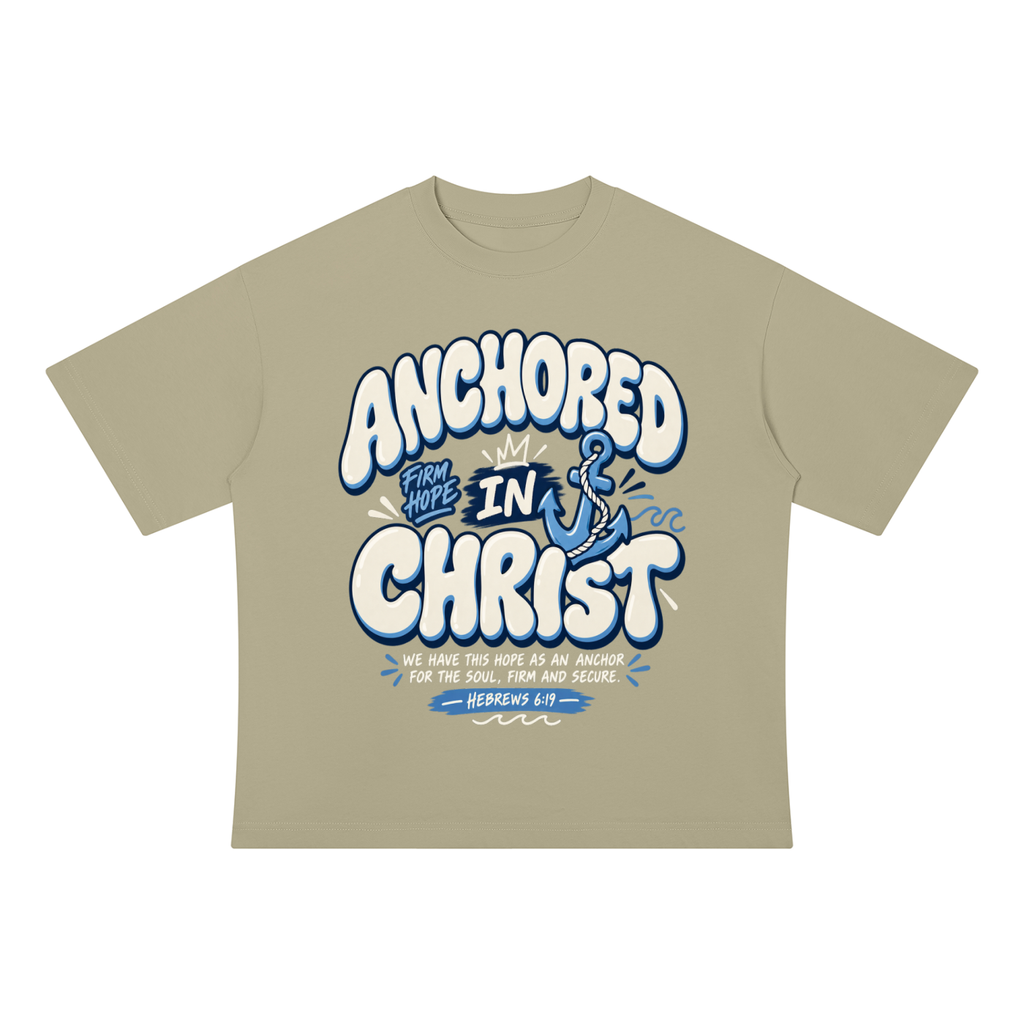 Anchored In Christ Unisex Drop Shoulder Cotton T-Shirt
