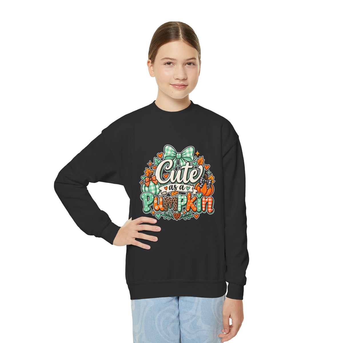 Youth Sweatshirt — "Cute as a Pumpkin" Fall Kids Crewneck