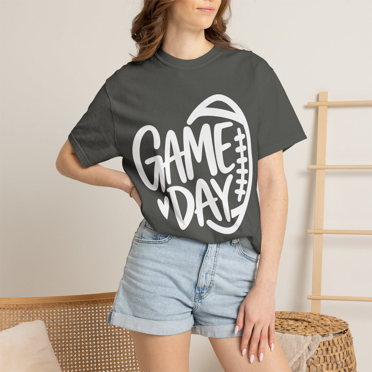 Women's Cutesy Game Day Football T-Shirt