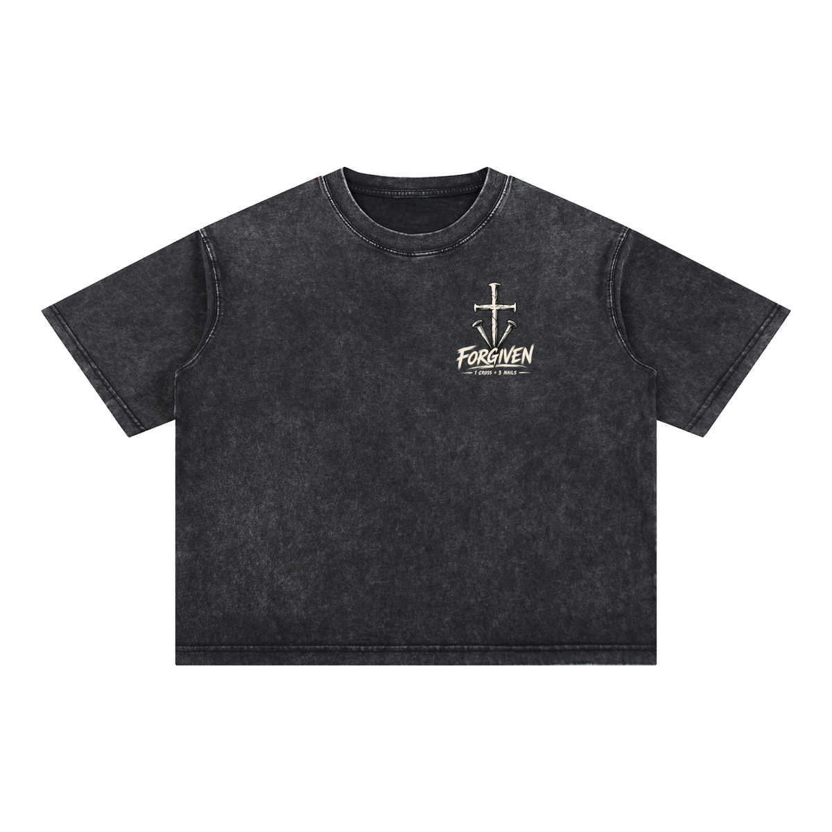1 Cross 3 Nails Mineral Wash Boxy Cotton T-Shirt