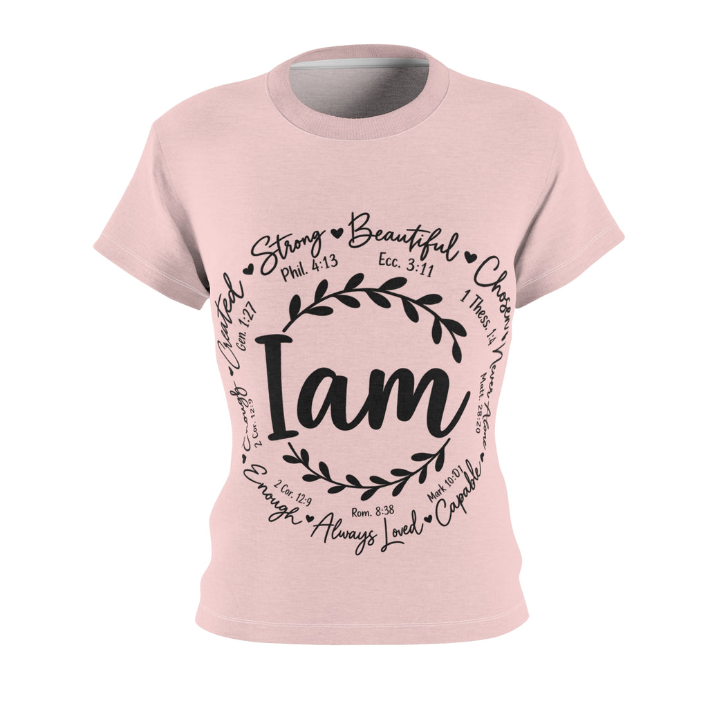 I Am Scripture Affirmation Tee — Women's Christian Faith Graphic Shirt