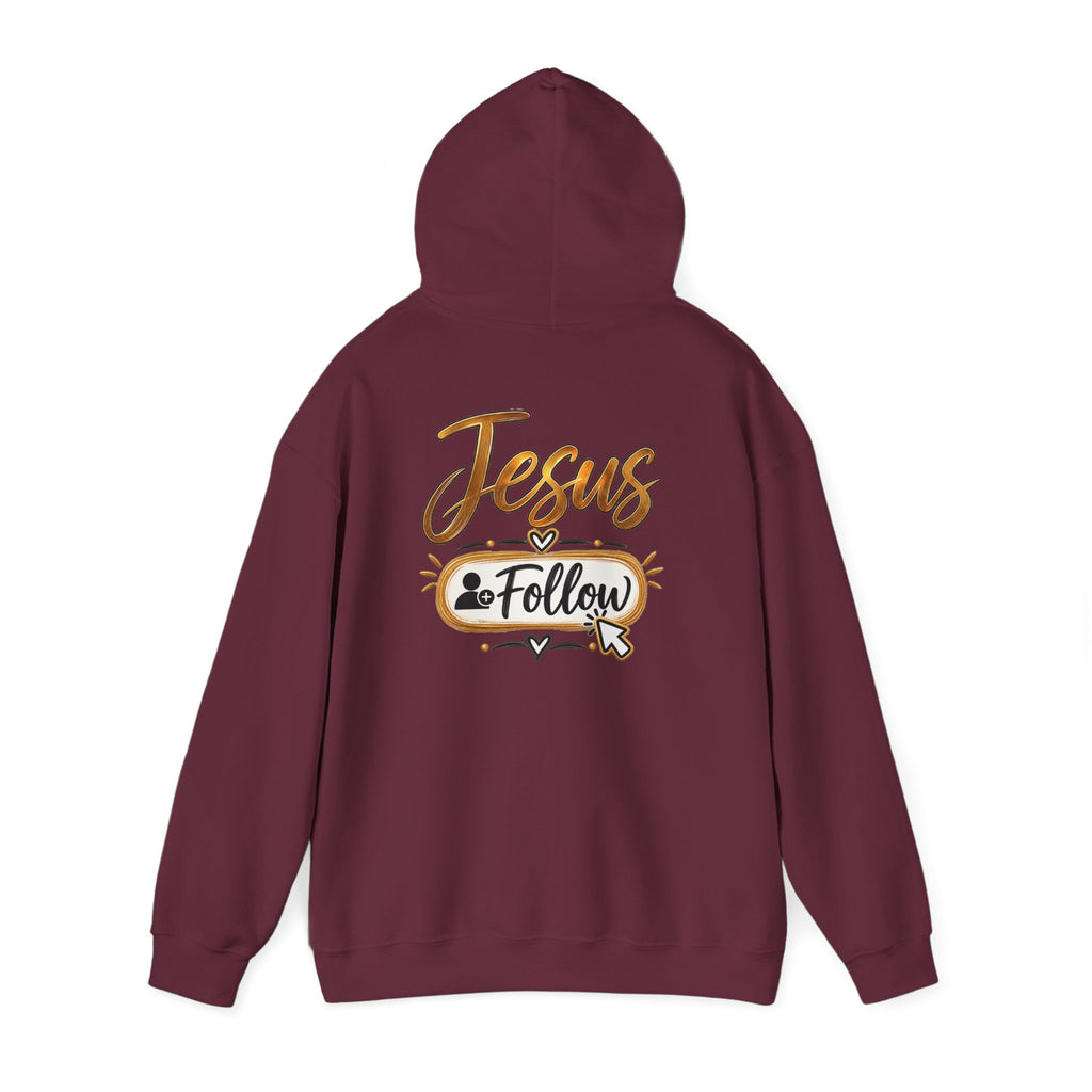 Christian Hoodie - Gold Brush Cross & “Jesus I Follow” Inspirational Pullover
