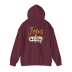 Christian Hoodie - Gold Brush Cross & “Jesus I Follow” Inspirational Pullover