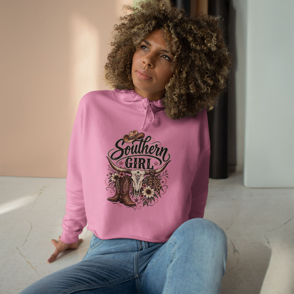 Southern Girl Crop Hoodie — Cowgirl Boots & Sunflower Western Crop Top
