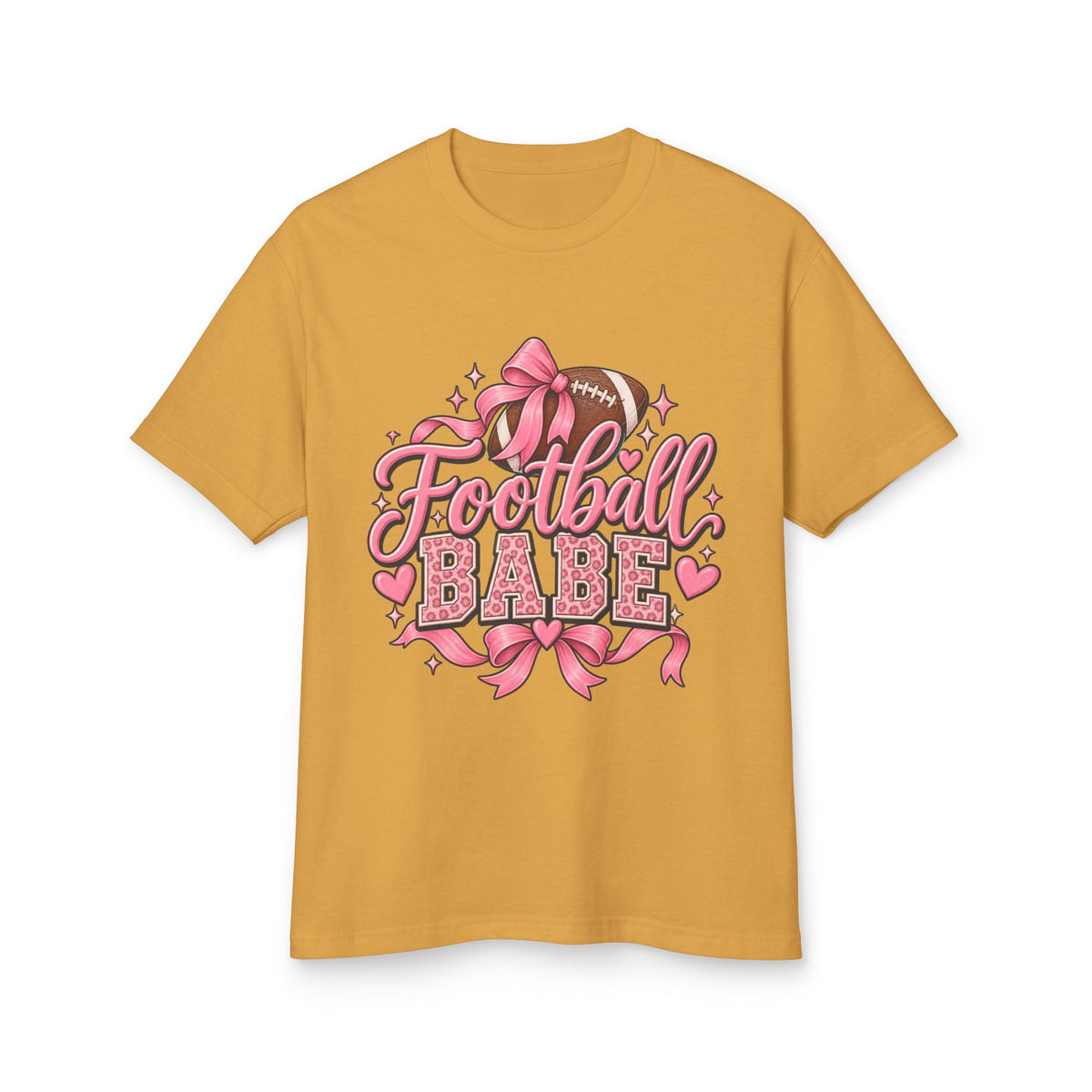 Football Babe T‑Shirt — Pink Cheerleader Football Design