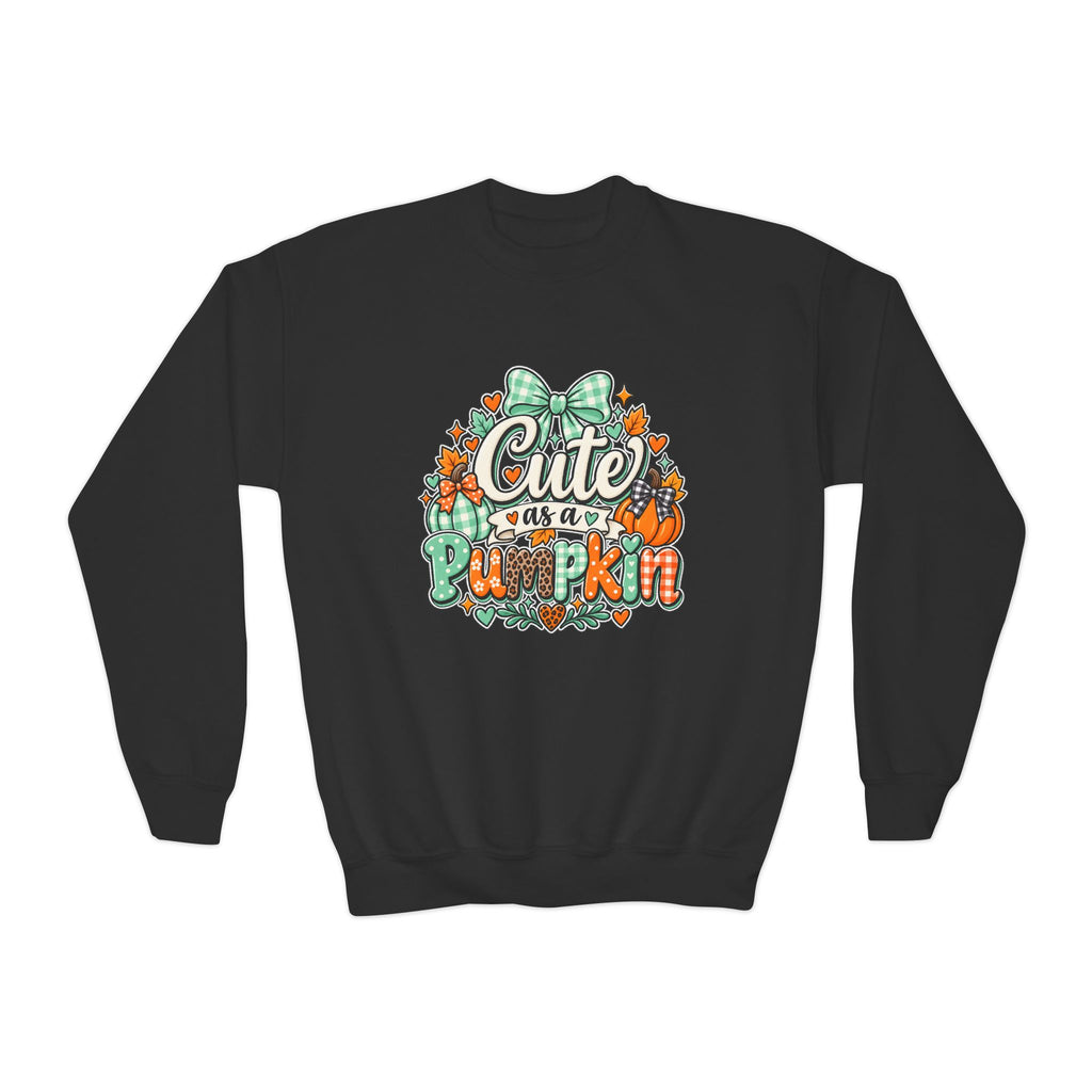 Youth Sweatshirt — "Cute as a Pumpkin" Fall Kids Crewneck