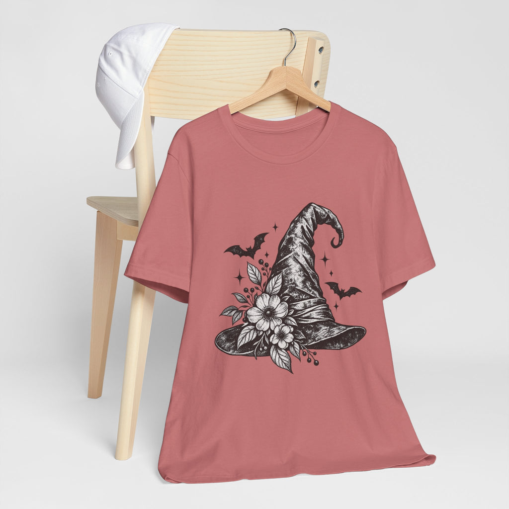 Witch Hat Floral Tee — Gothic Halloween Witchy T-Shirt