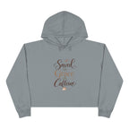 Saved by Grace & Caffeine Crop Hoodie — Christian Coffee Lover Graphic