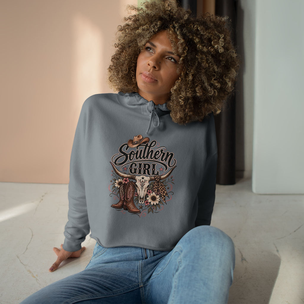Southern Girl Crop Hoodie — Cowgirl Boots & Sunflower Western Crop Top