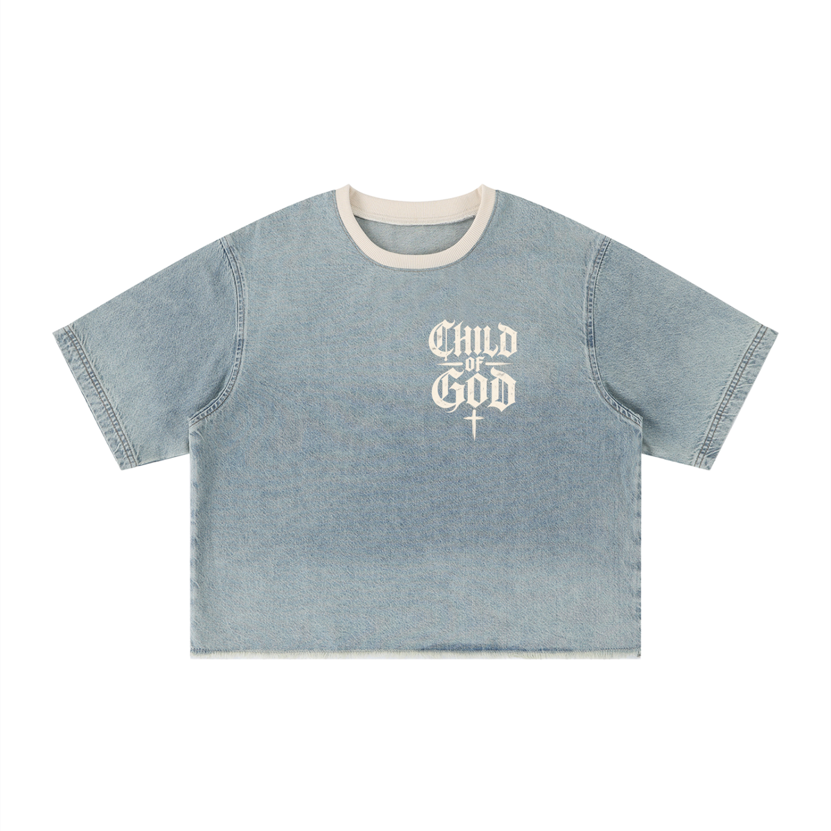 Child of God Vintage Wash Boxy Raw Hem Denim T-Shirt
