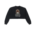 Messy Bun Football Mom Snow Washed Raw Edge Cropped Sweatshirt