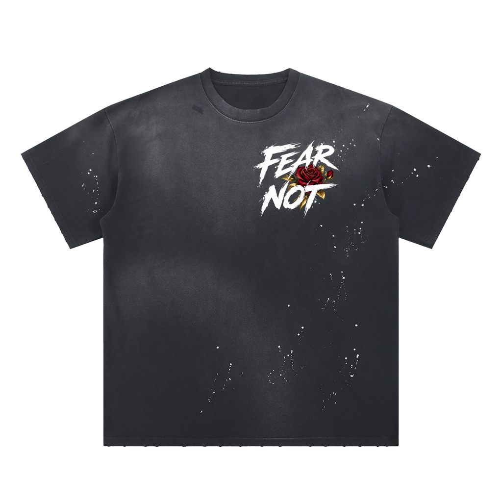 Fear Not Hand-Frayed Sunfade Paint Splatter T-Shirt