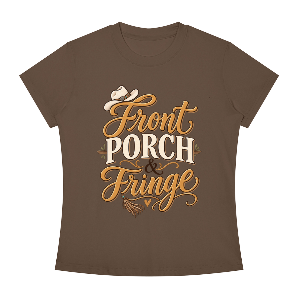 Front Porch Fringe Women's Slim Fit Crewneck T-Shirt
