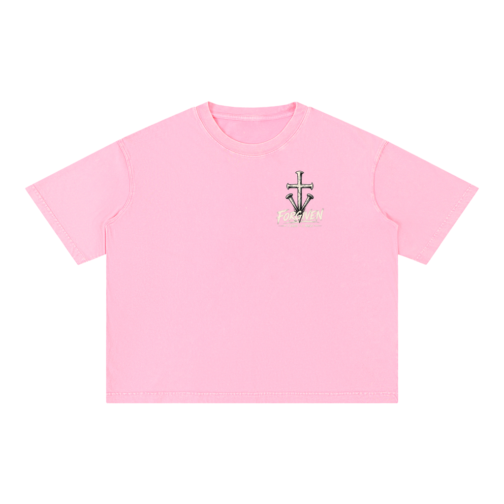 1 Cross 3 Nails Mineral Wash Boxy Cotton T-Shirt