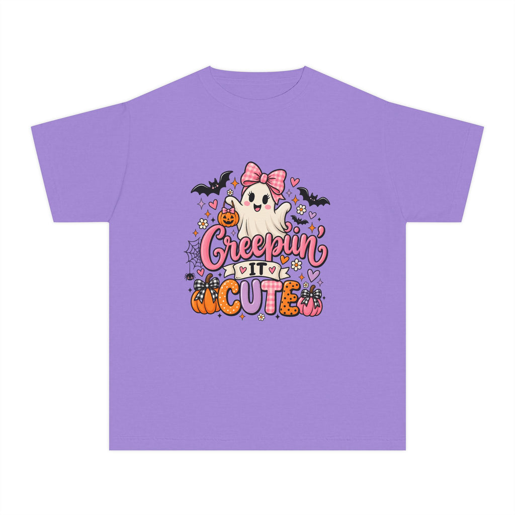 Youth Tee — "Creepin' It Cute" Halloween Ghost Graphic