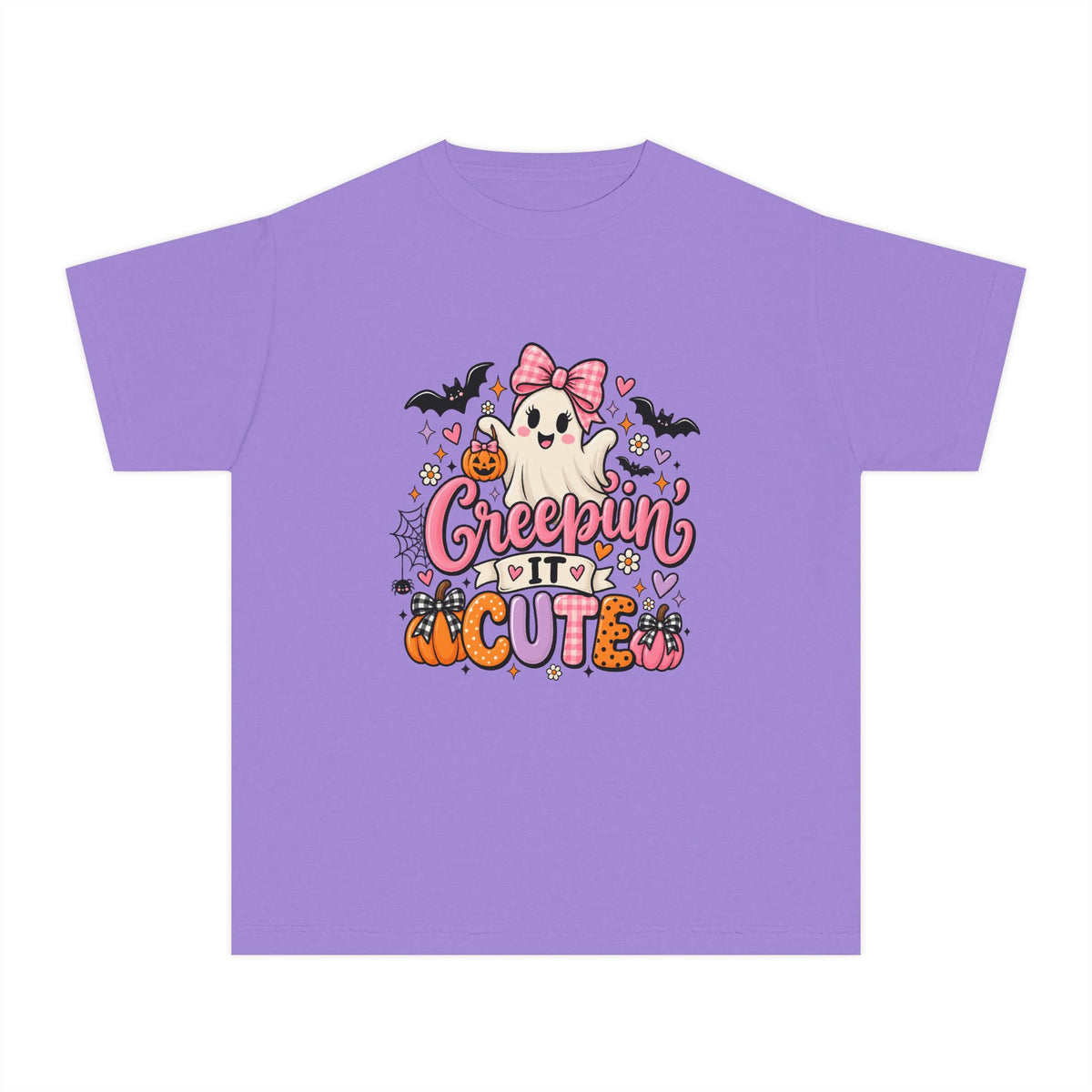 Youth Tee — "Creepin' It Cute" Halloween Ghost Graphic