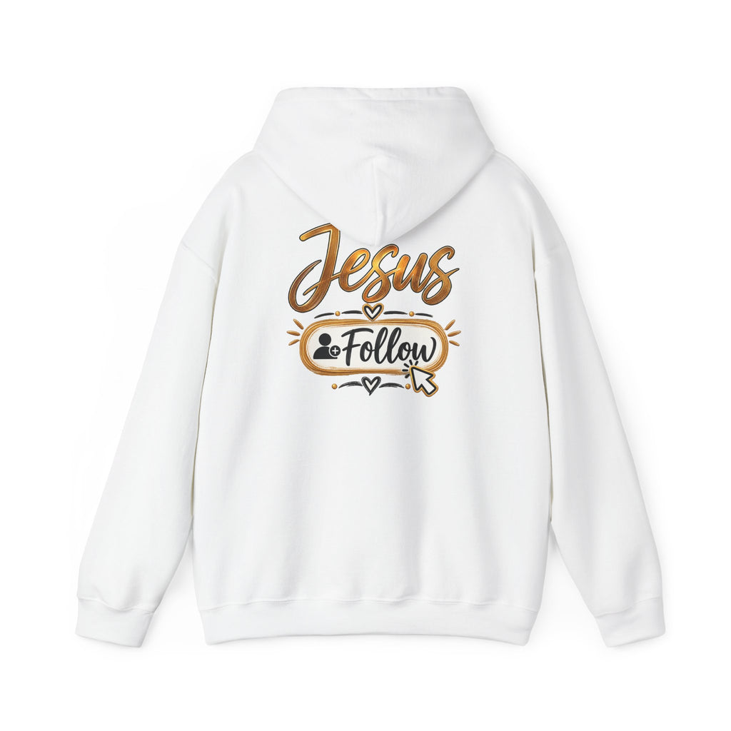 Christian Hoodie - Gold Brush Cross & “Jesus I Follow” Inspirational Pullover