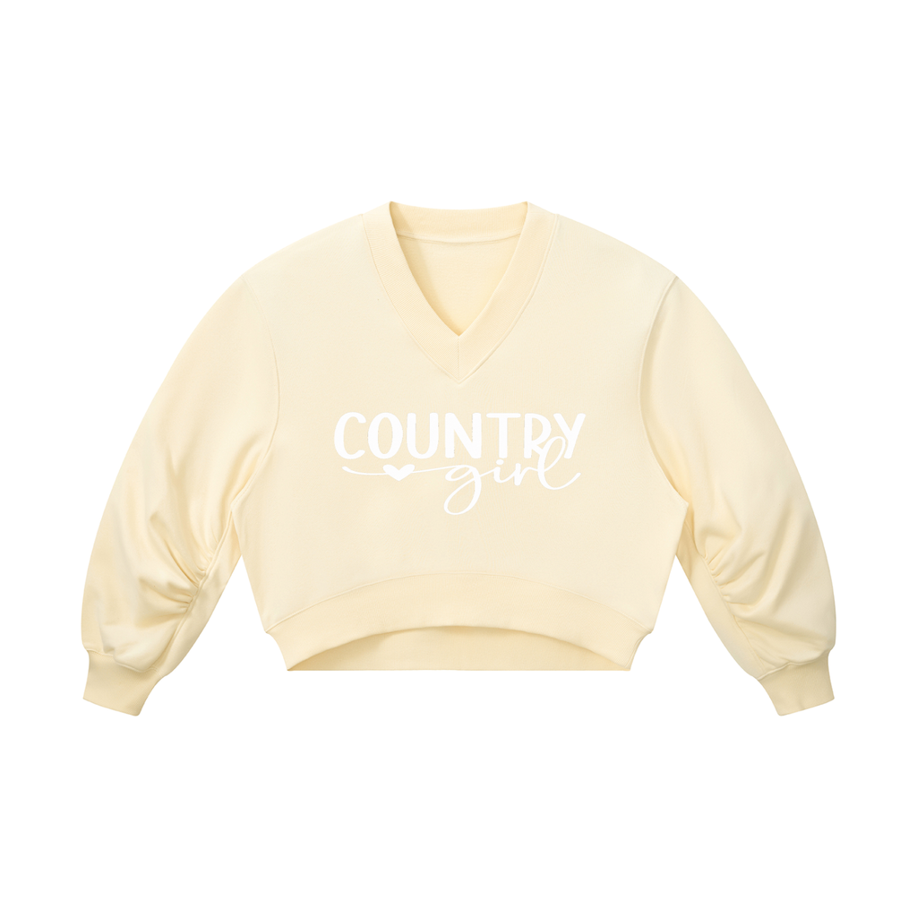 Country Girl Women’s Crop V-Neck Sweatshirt