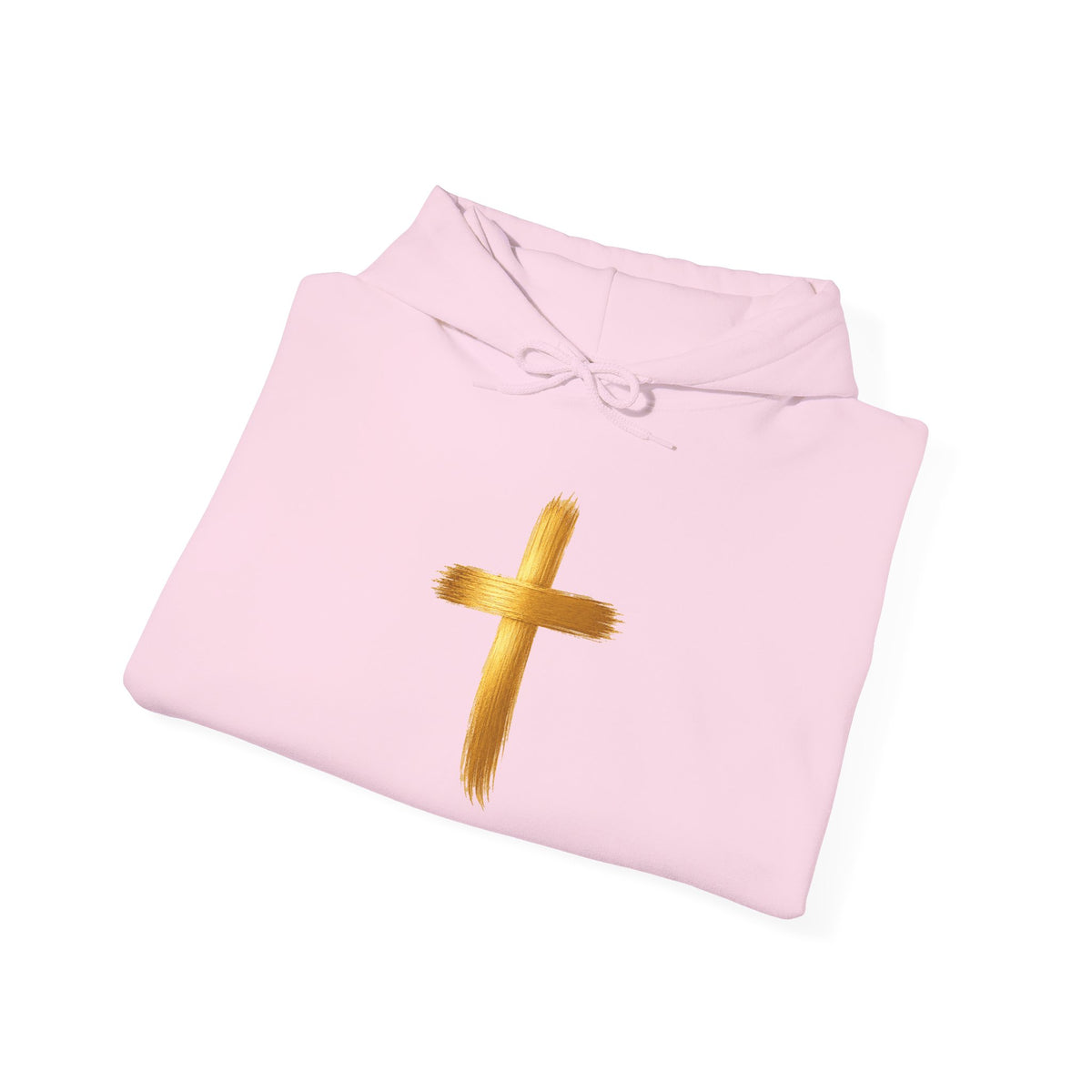 Christian Hoodie - Gold Brush Cross & “Jesus I Follow” Inspirational Pullover