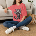 Halloween Boot Bouquet T‑Shirt — Pumpkin, Candy Corn & Bat Graphic