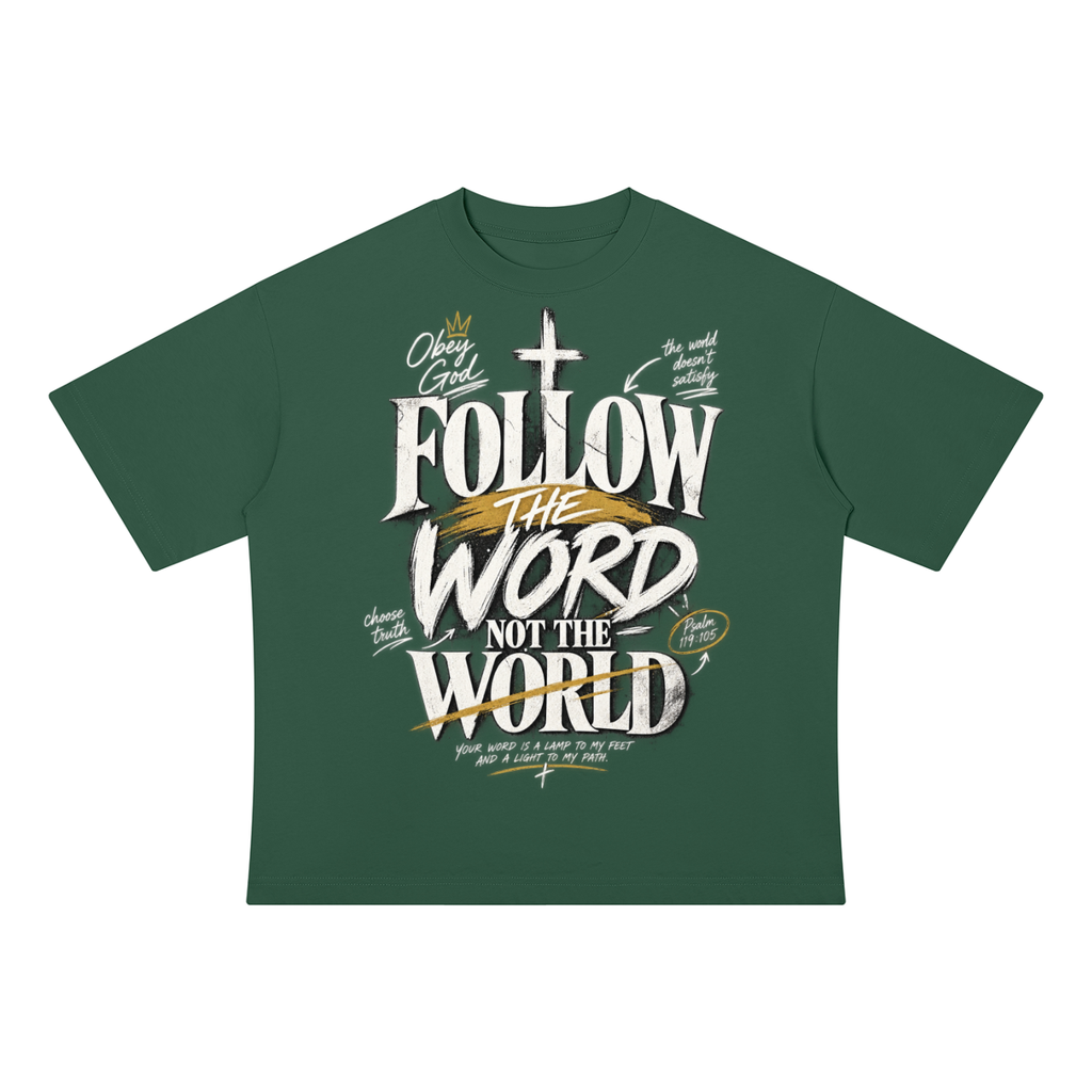 Follow the Word Drop Shoulder Cotton T-Shirt